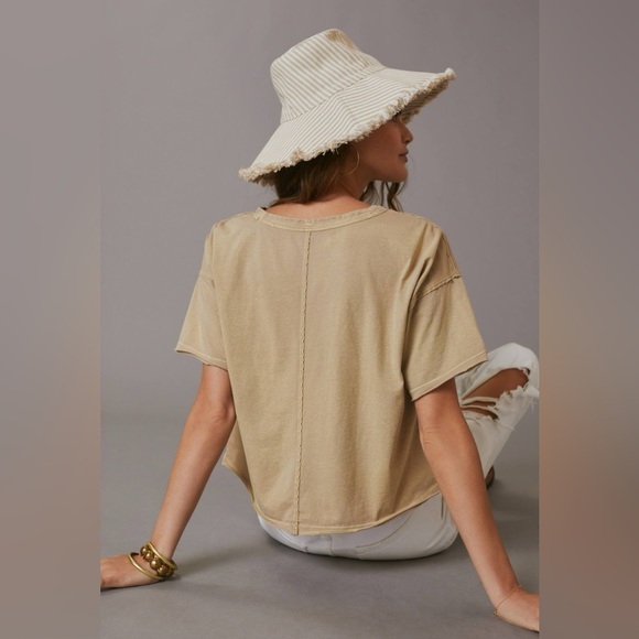 Pilcro Anthropologie Sustainable Vegetable-Dye Tee Medium green 100% cotton crop - Picture 4 of 12